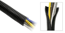 Charger l'image dans la galerie, 1/4" Black Split Loom Wire Hose Flexible Tubing Wire Cover Audio Stereo - (200' FT)
