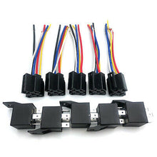 Load image into Gallery viewer, 5 Absolute USA 12V 30/40 Amp SPDT Automotive Marine Bosch / Tyco Style 5 Pin Relay with Wires & Harness Socket