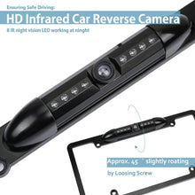 Load image into Gallery viewer, CAM108 Backup Camera License Plate HD Night Vision Rear View 170° Angle Waterproof Compatible with Pioneer Car Radio DMH-100BT DMH-WT8600NEX DMH-160BT DMH1770NEX AVH-120BT AVH-210EX AVH-2550NEX AVH-X490BS