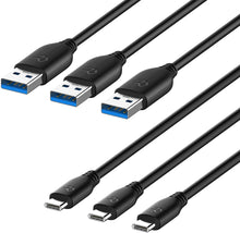 Load image into Gallery viewer, American Terminal USB-C to USB-A 3.0 Cable 6 Feet Type C Charging and Data Transfer 10-Pack