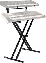 Load image into Gallery viewer, MR DJ KS650 2 Tier Doubled Keyboard Stand Adjustable Locking Straps & Quick Release