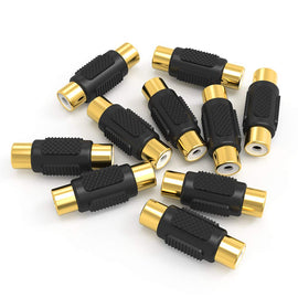 Absolute FF100B-20 10 Pack Audio Video Gold RCA Female to Female Coupler Adapter