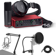Load image into Gallery viewer, Focusrite Scarlett 2i2 Studio 4th Gen USB Interface Microphone Headphones Software Suite Broadcast Arm Springs XLR Cable Pop Filter