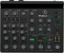 Load image into Gallery viewer, Mackie MobileMix 8-Channel USB-Powerable Mixer for Streaming and Recording with Smartphones and DSLR Cameras, Live Streaming with Instruments, Microphones, Bluetooth