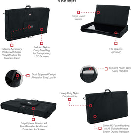 Gator Cases G-LCD-TOTE60 Padded Nylon Carry Tote Bag for Transporting LCD Screens, Monitors and TVs; 60