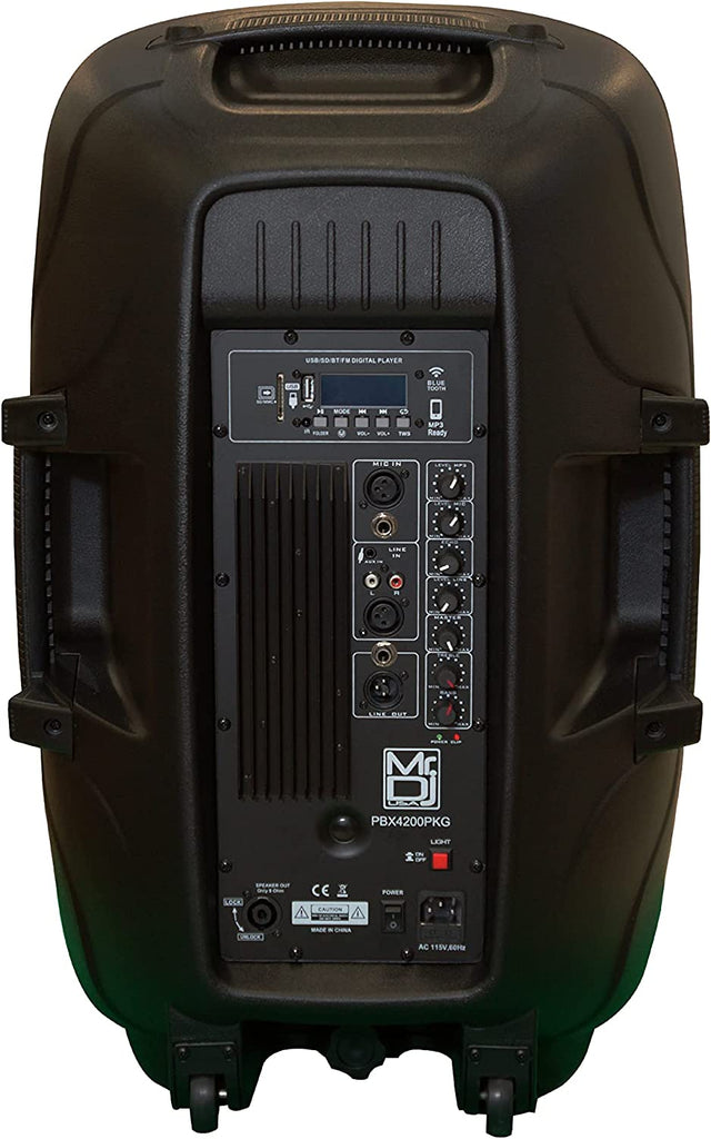 MR DJ PBX4200PKG 15" PA DJ 3000W Bluetooth Karaoke Speaker LED + Speaker Stand