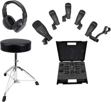 Load image into Gallery viewer, Samson DK705 5-Piece Drum Microphone Kit  Bundle with Stool & Headphone