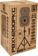 Load image into Gallery viewer, 2 MR DJ PBX4200PKG 15" PA DJ 3000W Bluetooth Karaoke Speaker LED + Speaker Stand