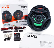 Load image into Gallery viewer, JVC CS-DR620MBL 6.5inch 2-Way Coaxial Speakers featuring 21-color LED Illumination / Water Resistant (IPX5) / UV Resistant Woofers / Peak Power 260W / RMS Power 75W