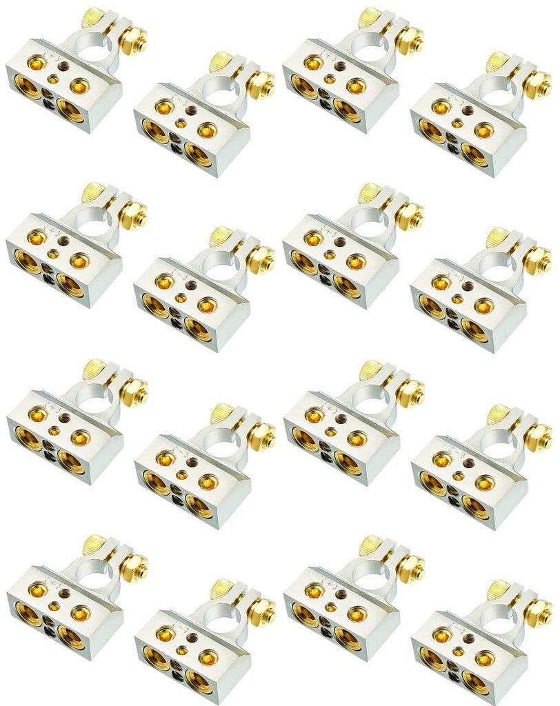 8 MK Audio MBTC300PN 0/2/4/6/8 AWG Single Positive & Negative Power Battery Terminal Connectors Chrome