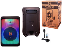 Charger l'image dans la galerie, MR DJ CUBE12 12" Rechargeable Portable Karaoke Speaker with Party Flame Lights Microphone TWS USB FM Radio