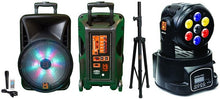 Load image into Gallery viewer, MR DJ DJ18BAT+ 18" Portable Bluetooth Speaker + Speaker Stand + 7-LED Moving Head DJ Light