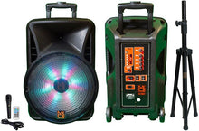 Load image into Gallery viewer, MR DJ DJ18BAT+ 18" Portable Bluetooth Speaker + Speaker Stand + 54-LED Slim Par Wash DJ Light