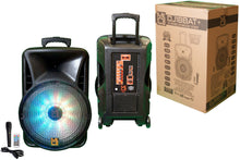 Load image into Gallery viewer, MR DJ DJ18BAT+ 18" Portable Bluetooth Speaker + Speaker Stand + 54-LED Slim Par Wash DJ Light