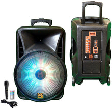 Load image into Gallery viewer, MR DJ DJ18BAT+ 18" Portable Bluetooth Speaker + Speaker Stand + 54-LED Slim Par Wash DJ Light