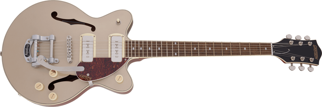 Gretsch G2655T-P90 Streamliner™ Center Block Jr. Double-Cut P90 with Bigsby®, Laurel Fingerboard, Two-Tone Sahara Metallic and Vintage Mahogany Stain