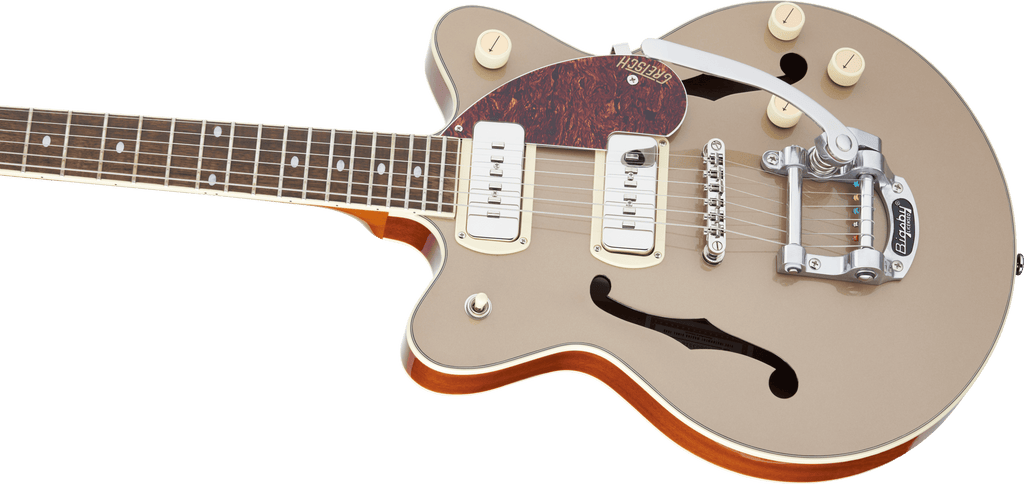 Gretsch G2655T-P90 Streamliner™ Center Block Jr. Double-Cut P90 with Bigsby®, Laurel Fingerboard, Two-Tone Sahara Metallic and Vintage Mahogany Stain