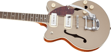 Load image into Gallery viewer, Gretsch G2655T-P90 Streamliner™ Center Block Jr. Double-Cut P90 with Bigsby®, Laurel Fingerboard, Two-Tone Sahara Metallic and Vintage Mahogany Stain