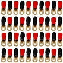 Absolute U.S.A GRT0040 1/0 Gauge Crimp Ring Terminals Connectors 40-Pack (Red, Black)