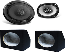 Load image into Gallery viewer, 2 Kenwood KFC-6966S 6"x 9" 3-Way Coaxial Speaker + 2 Speaker Boxes