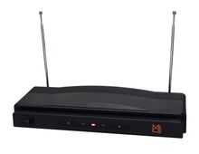 Load image into Gallery viewer, Dual Frequency RF Wireless Dual Microphone System Low Battery LED Indicators 100 Feet Range Karaoke Mic with 1/4" Audio Cable Cordless Receiver