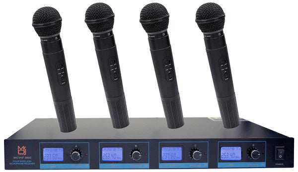 2 Mr Dj 4 CH Pro VHF Wireless Handheld DJ KTV Stage Microphone PA 4 Mic System