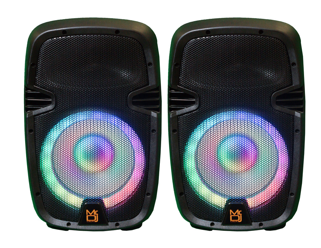 MR DJ PBX210COMBO Portable all in One PA/DJ System 2X 10" 3000W Bluetooth Active Speaker with Detachable Mixer & Stands