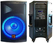 Charger l'image dans la galerie, MR DJ 4500W Peak Bi-Amped Bluetooth DJ Speaker with 15" Woofer LED Party Lights Portable PA System, Built-In Media Player, Wired Mic, Speaker Stand, 3-Channel Mixer
