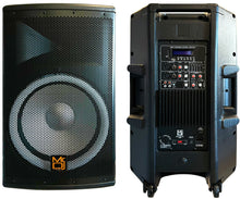 Charger l'image dans la galerie, MR DJ 4500W Peak Bi-Amped Bluetooth DJ Speaker with 15" Woofer LED Party Lights Portable PA System, Built-In Media Player, Wired Mic, Speaker Stand, 3-Channel Mixer