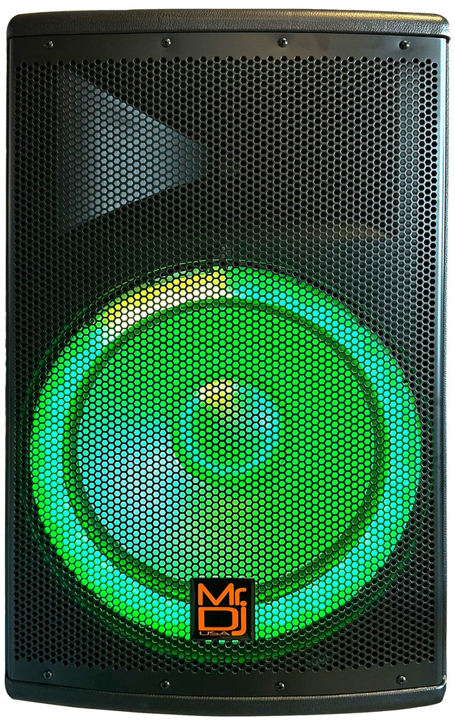 MR DJ 15" 2-Way PA DJ 4500W Passive LED Speaker + Speaker Stand & Cable