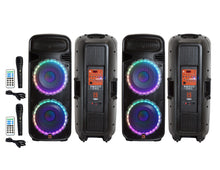 Charger l'image dans la galerie, 2 Mr Dj PSBAT6200 Dual 15" 4000 Watt Max Power 3 Way Party Speaker with Built-In Bluetooth & Rechargeable Battery