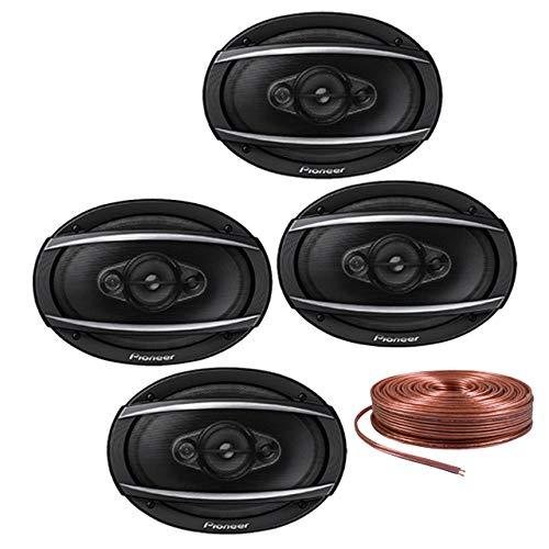 Pioneer (2 Pairs) TS-A6960F 4-Way 450 Watt 6" x 9" Coaxial Car Speakers 6x9 with 16 Gauge 50ft Speaker Wire