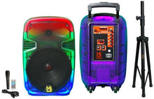 Load image into Gallery viewer, 2 MR DJ PL15FLAME 15" Portable Translucent Bluetooth Speaker + Speaker Stand
