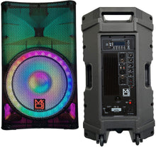 Load image into Gallery viewer, 2 MR DJ PLED5200 PRO PA DJ 15" Portable Active Bluetooth/MP3/FM Radio Speaker