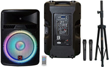 Load image into Gallery viewer, Pair of 18" Speaker Built-in Battery/Bluetooth/Amplifier/SD/USB/FM Radio + Stand