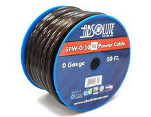 Load image into Gallery viewer, Absolute SPW-0-50BK 1/0 Gauge 50 FT Black Xtreme Twisted Power/Ground Battery Wire Cables