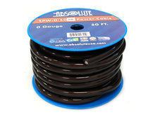 Load image into Gallery viewer, Absolute SPW-0-50BK 1/0 Gauge 50 FT Black Xtreme Twisted Power/Ground Battery Wire Cables