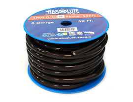 Absolute SPW-0-50BK 1/0 Gauge 50 FT Black Xtreme Twisted Power/Ground Battery Wire Cables