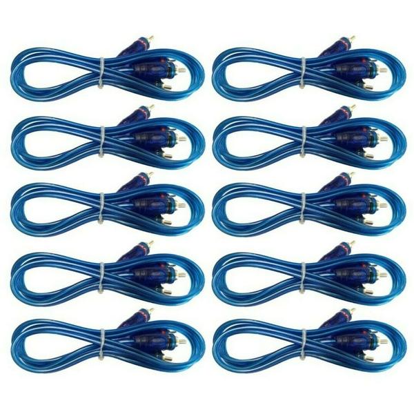 10 Absolute RCA20 20 Ft 2 Male to 2 Male 2-Channel Blue Twisted Car Amplifier Stereo or Home Audio RCA Audio Interconnect Cable