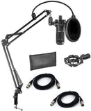 Audio Technica AT2035 Bundle Cardioid Condenser Microphone Bundle with Boom Arm Plus Pop Filter, and 2-Pack of 10-FT Balanced XLR Cables