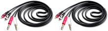 Charger l'image dans la galerie, 2 Pair CDQR6 6 Feet Dual 1/4" TS Mono to Dual RCA Male Pro DJ PA Audio Cable