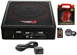 Cerwin Vega VPAS12-12 Shallow Mount Sealed Powered 600W Subwoofer Enclosure + 8 Gauge Amp Kit Bundle