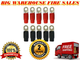 0 Gauge Ring Terminal 10 Pack 1/0 AWG Wire Crimp Cable- Red/Black 5/16 Mr DJ