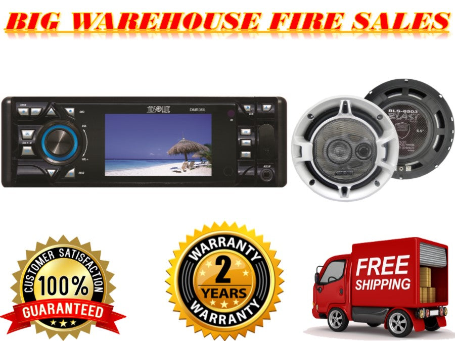Absolute DMR-360 3.5" Car Stereo DVD/CD/MP3/AM/FM Player & 2 Pairs of 6.5" & 6x9 speaker