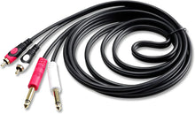 Charger l'image dans la galerie, 2 Pair Mr DJ CDQR12 12 Feet Dual 1/4" TS Mono to Dual RCA Male Pro DJ PA Audio Cable