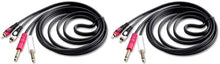 Charger l'image dans la galerie, 2 Pair Mr DJ CDQR25 25 Feet Dual 1/4" TS Mono to Dual RCA Male Pro DJ PA Audio Cable