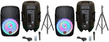 Load image into Gallery viewer, 2 MR DJ PBX4200PKG 15" PA DJ 3000W Bluetooth Karaoke Speaker LED + Speaker Stand