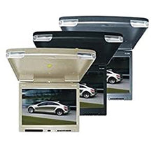 Load image into Gallery viewer, Absolute PFL1400IRC Cream Tan 14" TFT-LCD Roof Mount Overhead Flip-Down Monitor Built-In IR Swivel Remote Dome Light