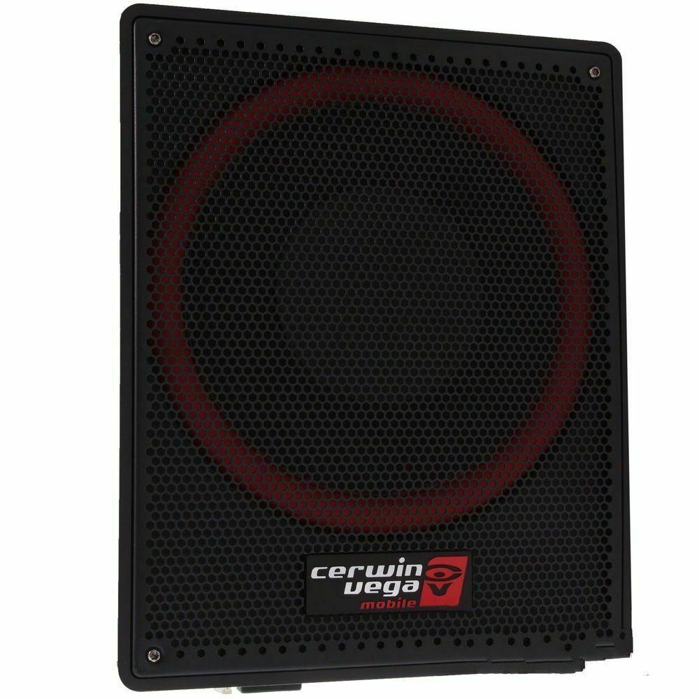 Cerwin Vega VPAS12-12 Shallow Mount Sealed Powered 600W Subwoofer Enclosure + 4 Gauge Amp Kit Bundle