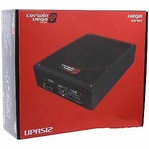 Cerwin Vega VPAS12-12 Shallow Mount Sealed Powered 600W Subwoofer Enclosure + 8 Gauge Amp Kit Bundle